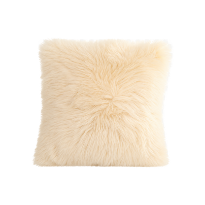 Natural Off-White genuine Australian wool pillow on transparent background