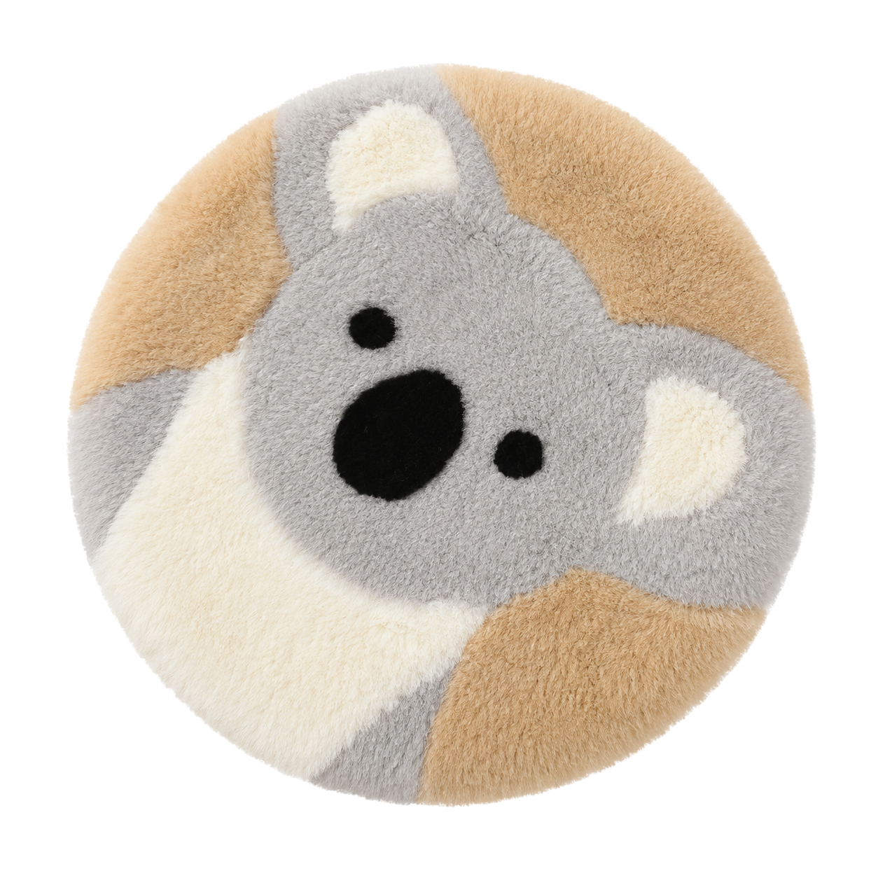 Koala genuine sheepskin wool cartoon round chair pad on transparent background