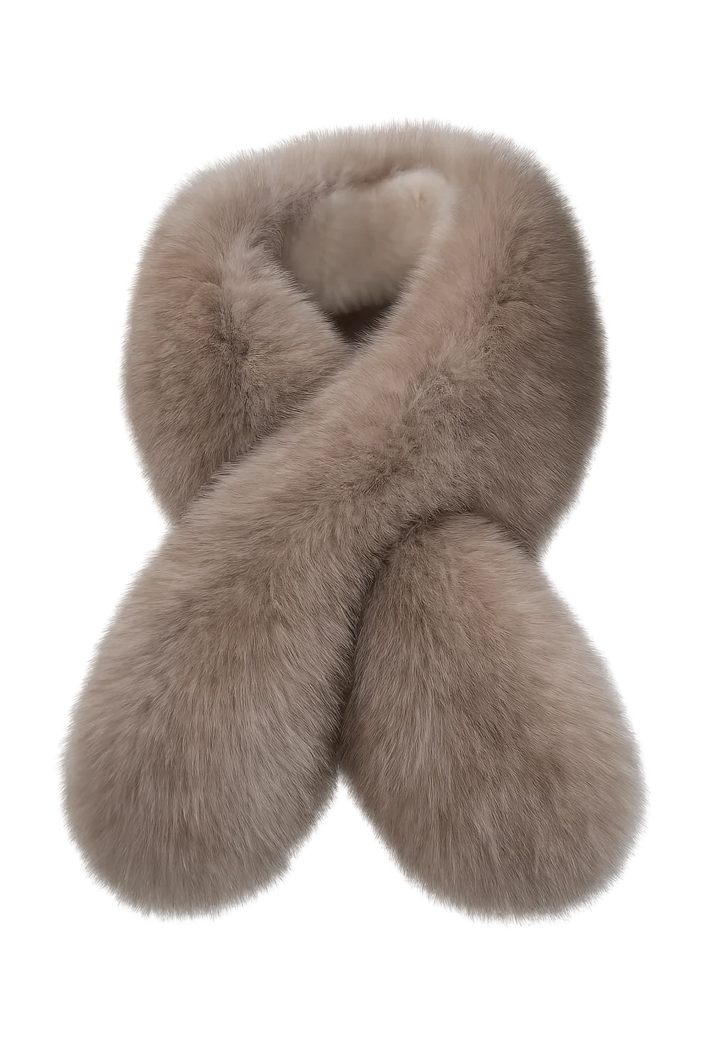 Mushroom Taupe fox fur pull-through scarf product view