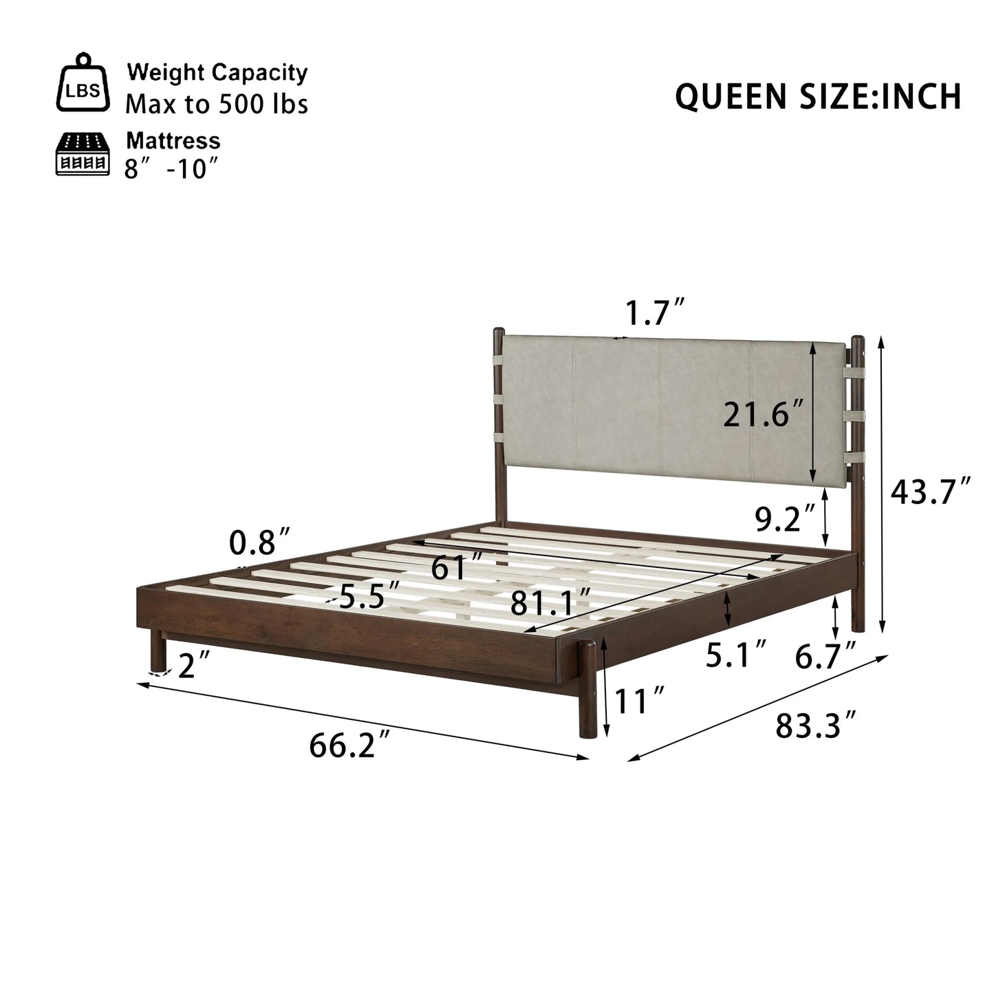 Modern Queen Bed Frame Set with 2 Nightstands, Light Gray Wood Platform Bed with Headboard and Matching Bedside Tables for Bedroom – view 2