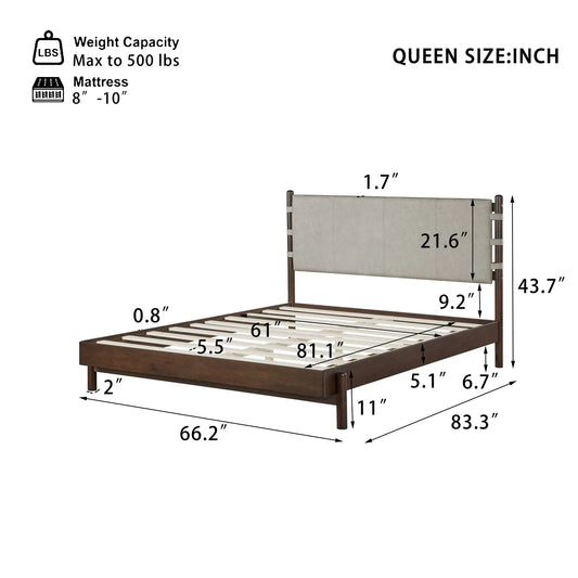 Modern Queen Bed Frame Set with 2 Nightstands, Light Gray Wood Platform Bed with Headboard and Matching Bedside Tables for Bedroom – view 2