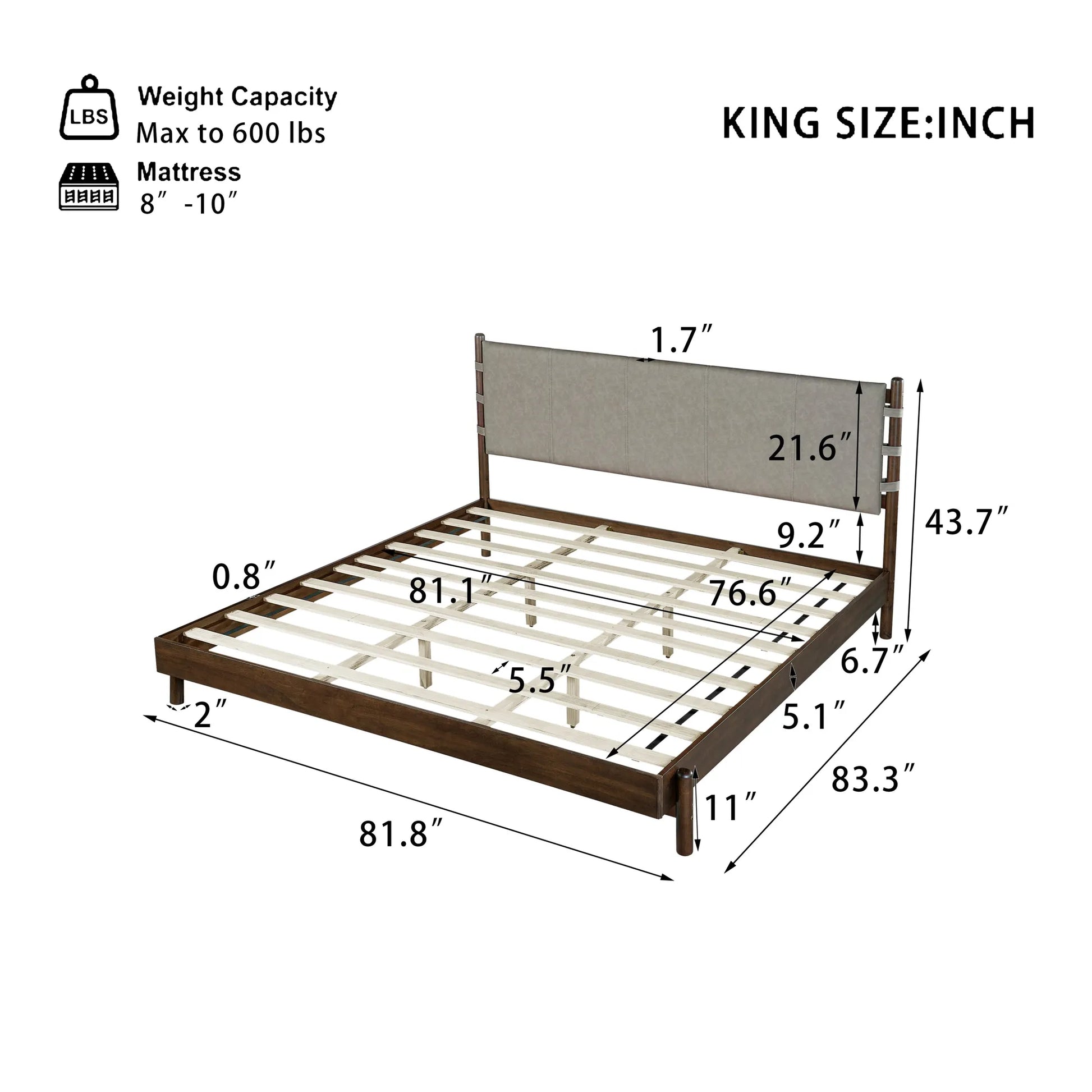 Modern King Bed Frame Set with 2 Nightstands, Light Gray Wood Platform Bed with Headboard and Matching Bedside Tables for Bedroom – view 2