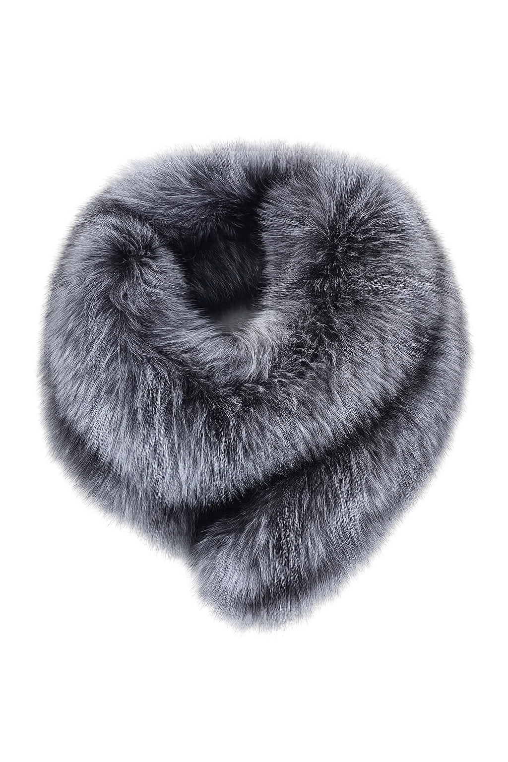 Natural silver fox fur loop collar shown from the front on a transparent background