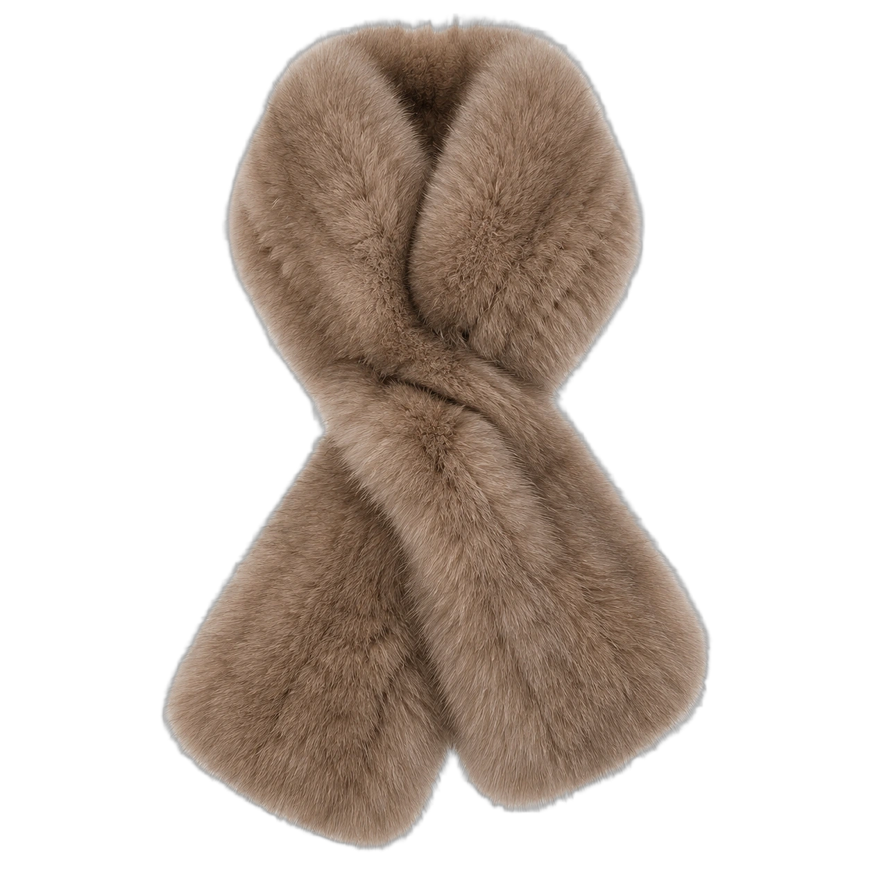 Soft Taupe Brown supplier-described sable fur rectangular scarf on a transparent background