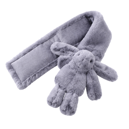 Silver Gray genuine Rex rabbit fur bunny scarf single-sided finish on transparent background