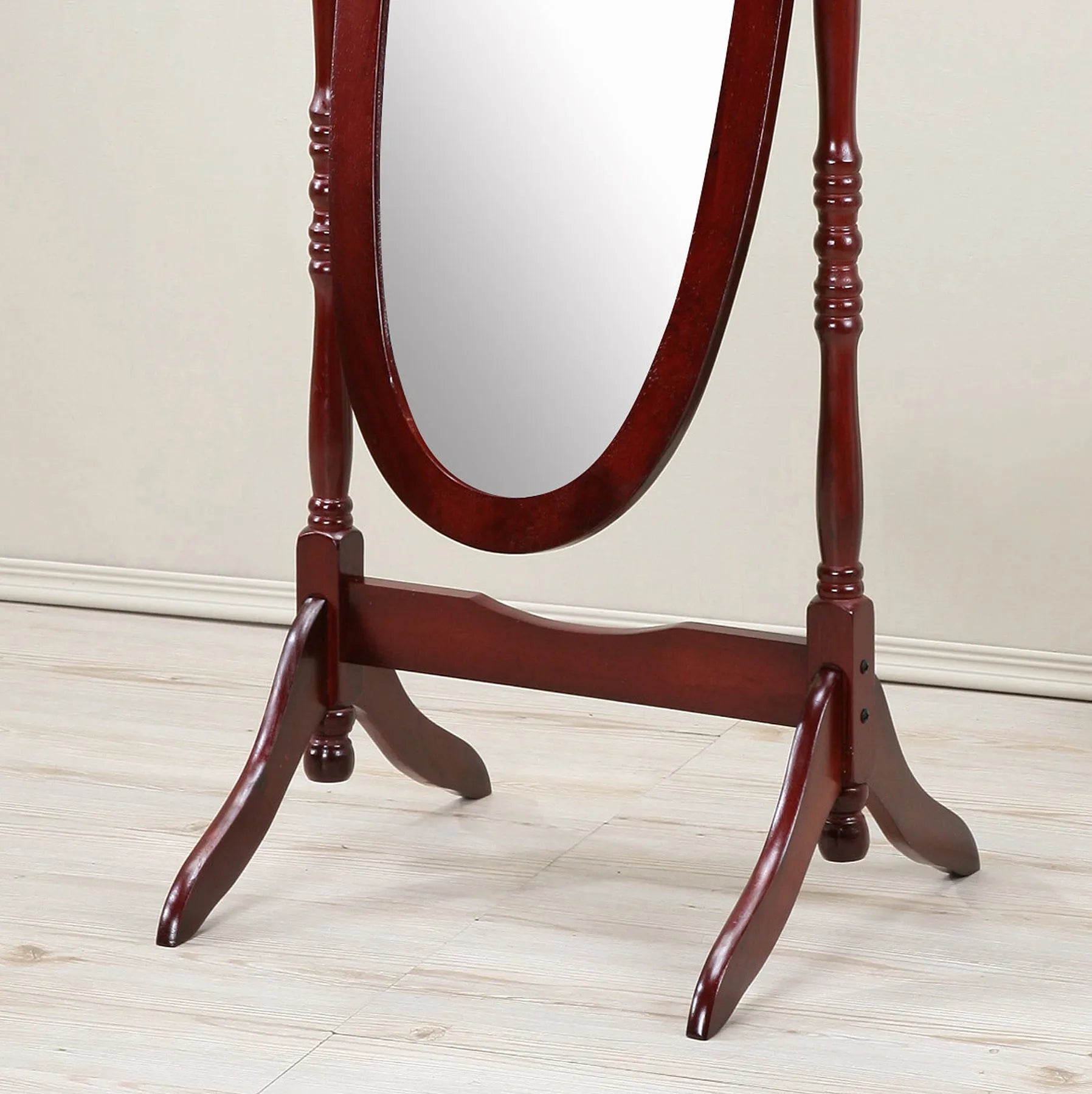 Traditional Queen Anna Style Wood Floor Cheval Mirror, Cherry Finish – view 2