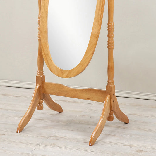 Traditional Queen Anna Style Wood Floor Cheval Mirror, Oak Finish – view 2