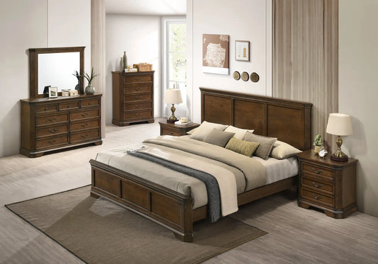 Maderne Traditional Wood Panel 6 pieces King Bed set with Dresser, Mirror, Two Nightstands, Chest – view 2