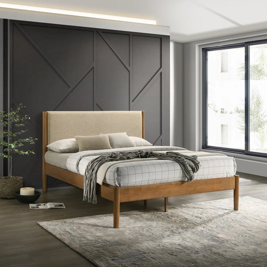 Vichy 2-Piece Rubberwood Bedroom Set, Platform Bed with Nightstand, Queen – view 2