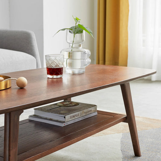Center table Low Table 100% solid Oak Wood Top plate Desk Coffee table Width 100 x Depth 50 x Height 44 cm Study desk Work from home Easy to assemble – view 2