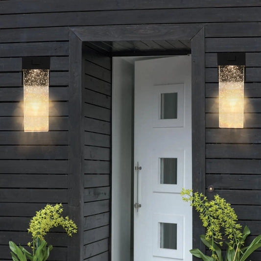 2-Pack Outdoor Wall Light Fixture, Weatherproof LED Wall Sconce with Bubble Crystal and Light Sensor - 12W Per Lamp – view 2