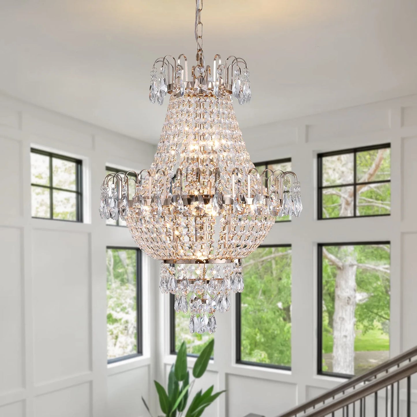 Gold Crystal Chandeliers,Large Contemporary Luxury Ceiling Lighting for Living Room Dining Room Bedroom Hallway – view 2
