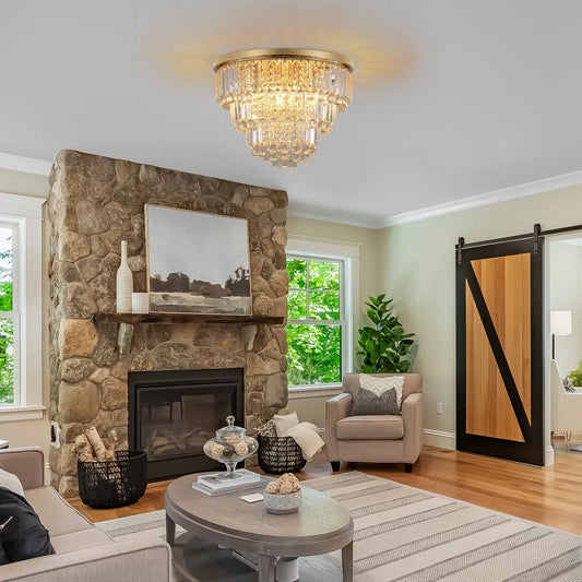 Gold luxury modern style crystal lights,large ceiling chandeliers,dining room,living room,bedroom (Bulb Not Included) – view 2