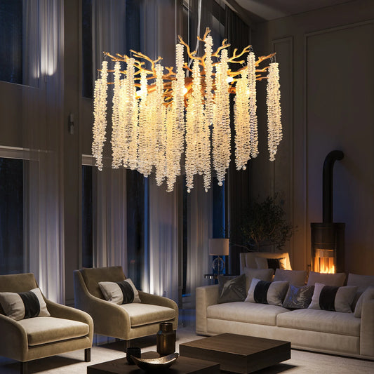 24-inch Modern Golden Pendant Light with Cascading Crystal Strands, Ideal for Living Room, Dining Room and Foyer, High-End Decorative Lighting – view 2