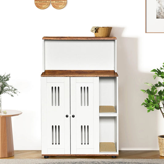 Litter Box Enclosure for 2 Cats,Hidden cat furniture, double litter cabinet, can be used as side cabinet, wash bathroom – view 2