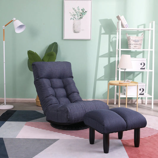 Navy Adjustable Japanese Reclining Floor Chair Sofa with Metal Frame for Living Room & Balcony – view 2