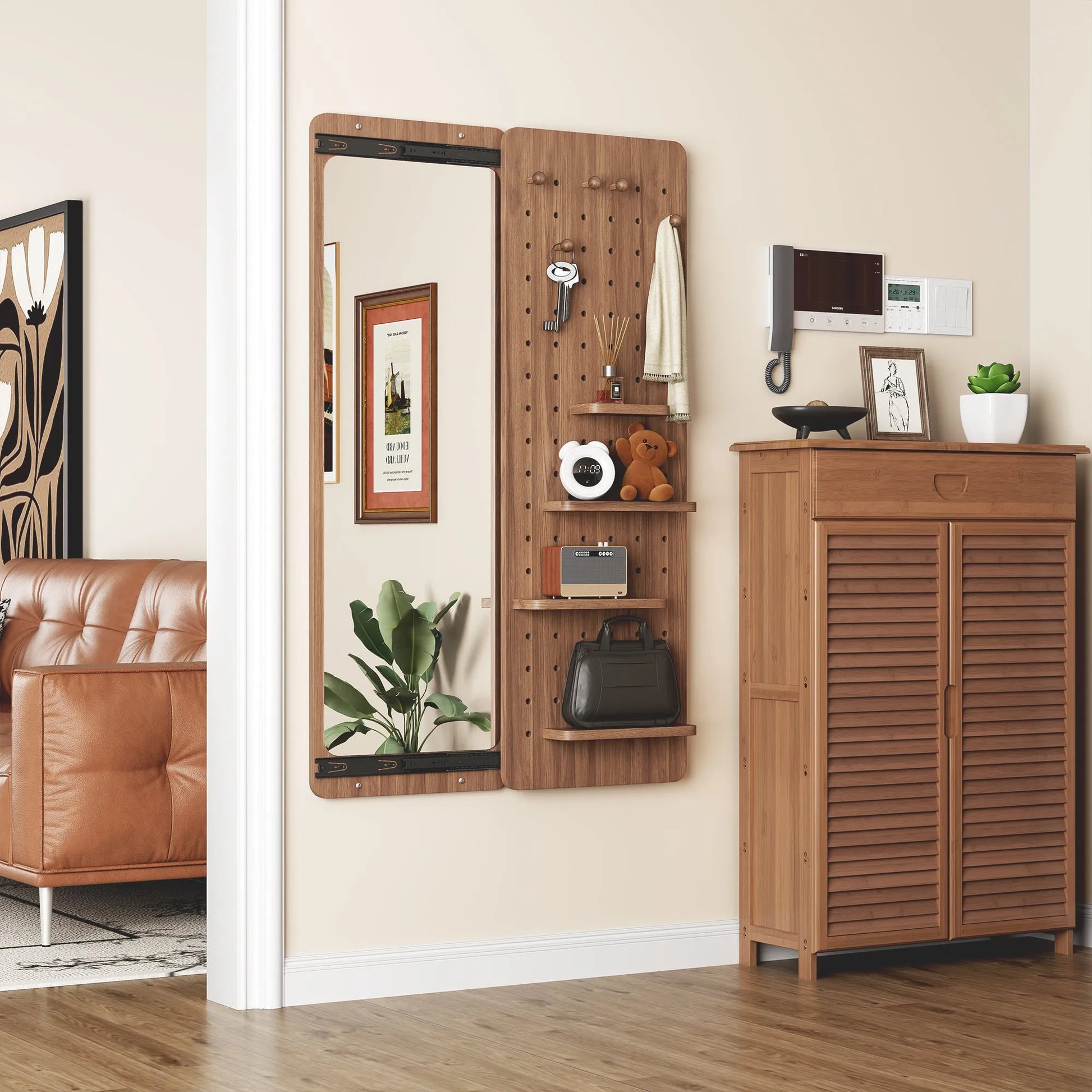 47.6 x 15.7 inch multi-functional design panel wall-mounted full-length mirror, space-saving, can be pushed and pulled. Suitable for bedroom/living – view 2