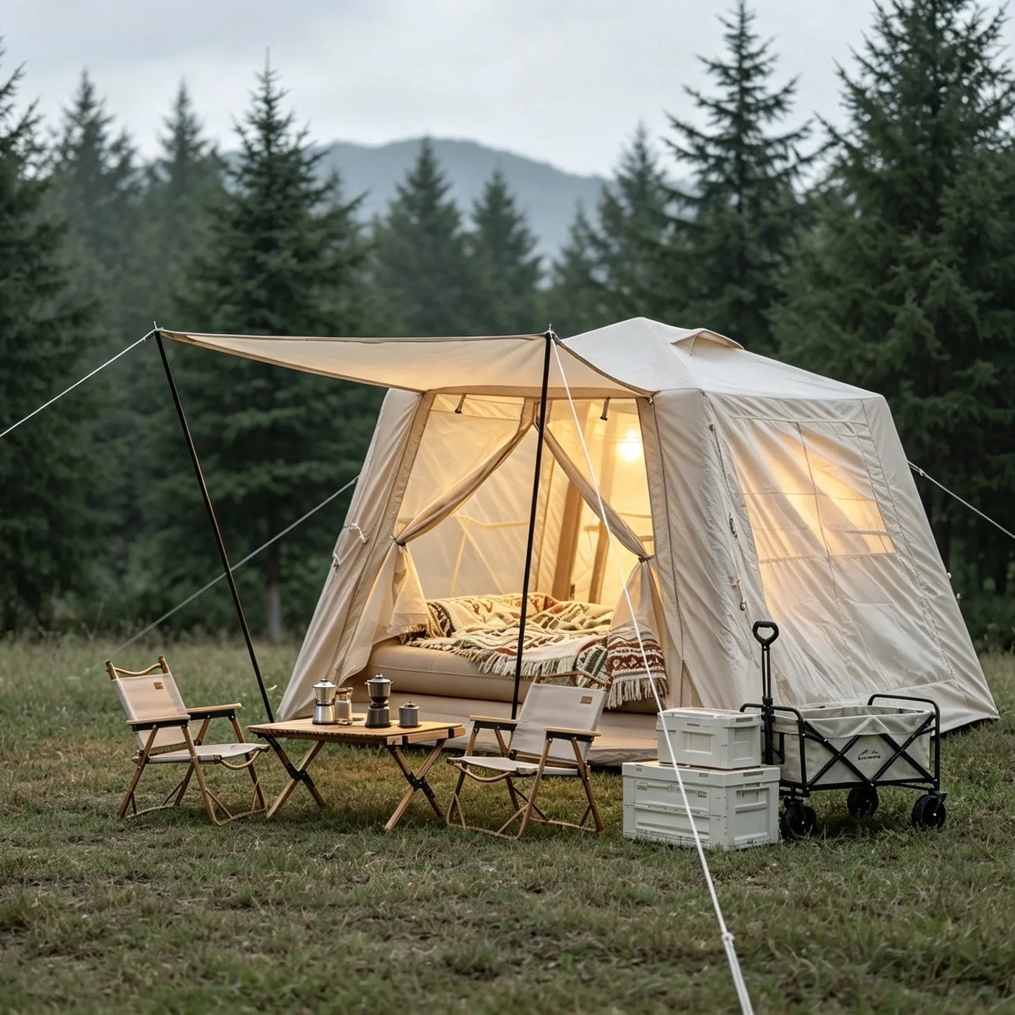 5.76 m ² Inflatable Tents for Camping with canopy, Blow Up Tent with Hand Pump, Easy Setup InflatableTent 4 Season Tent, Waterproof Oxford Air – view 2