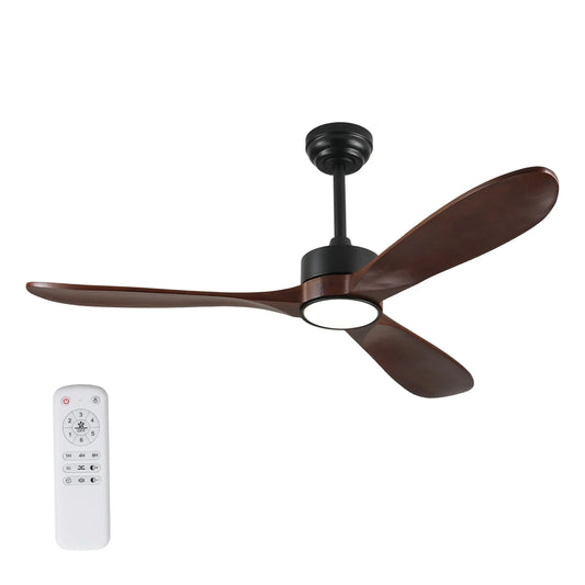 52 Inch Ceiling Fan with Light, 3 Solid Wood Blades,Remote Control,6-speed Reversible DC Motor for Living Room,Bed Room,Dining Room. – view 2