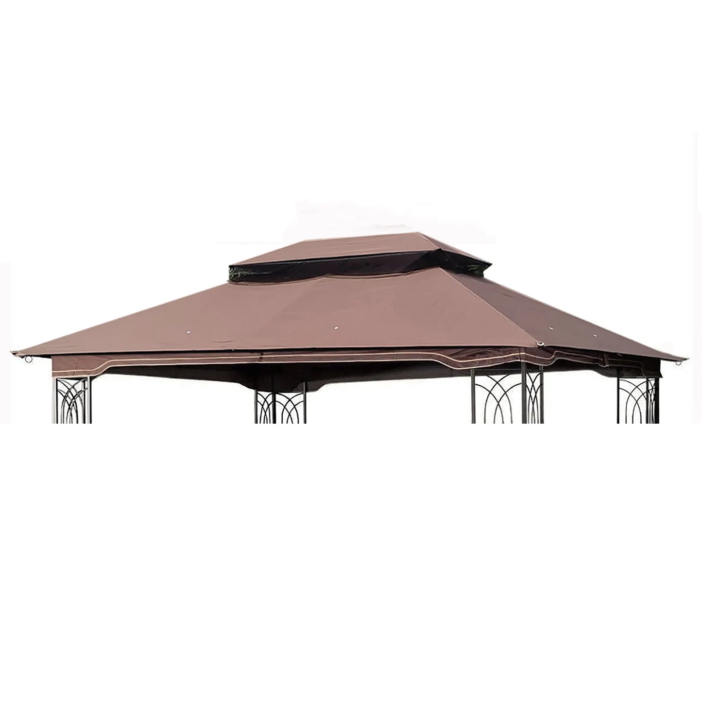 13x10 Ft Patio Double Roof Gazebo Replacement Canopy Top Fabric,Brown – view 2