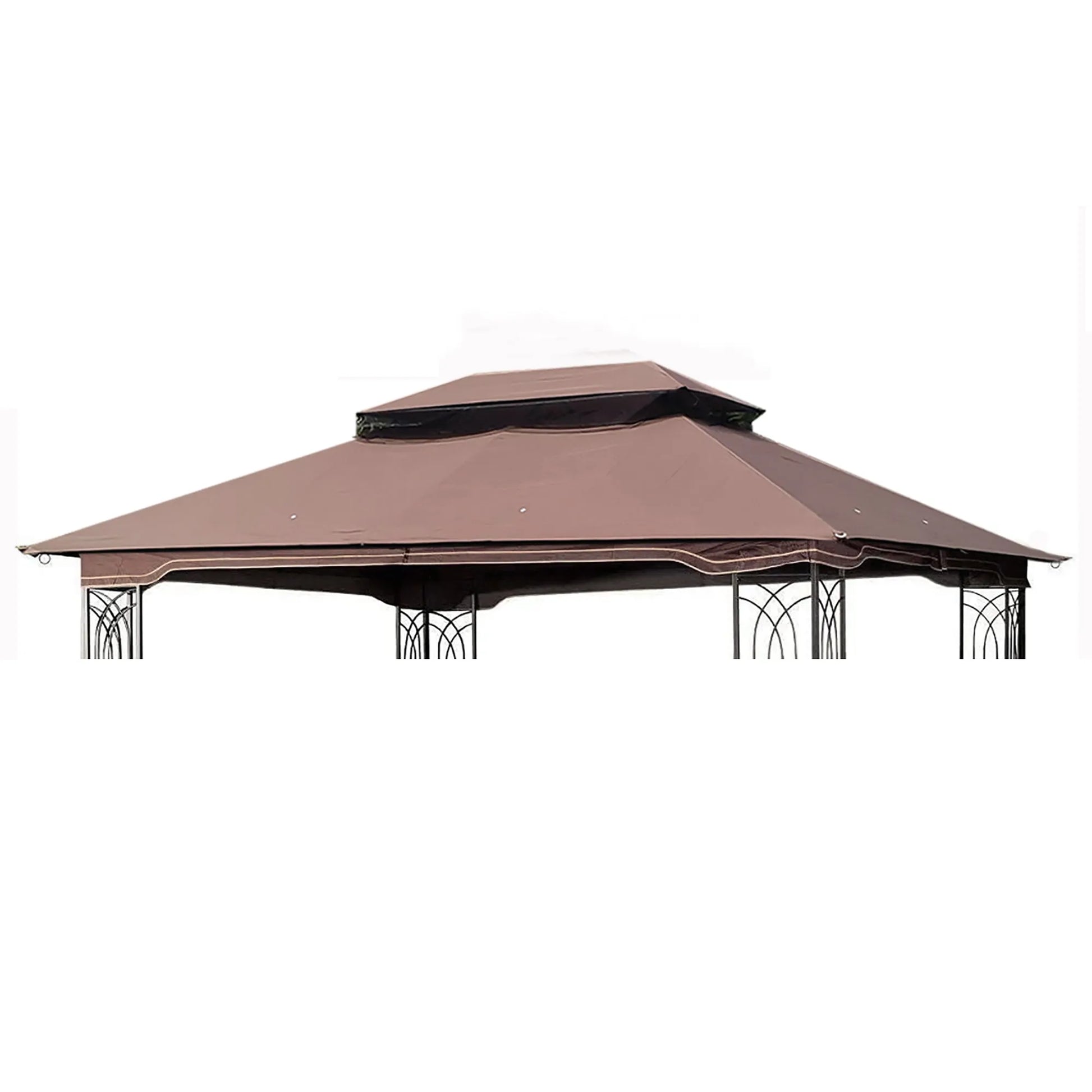 13x10 Ft Patio Double Roof Gazebo Replacement Canopy Top Fabric,Brown – view 2