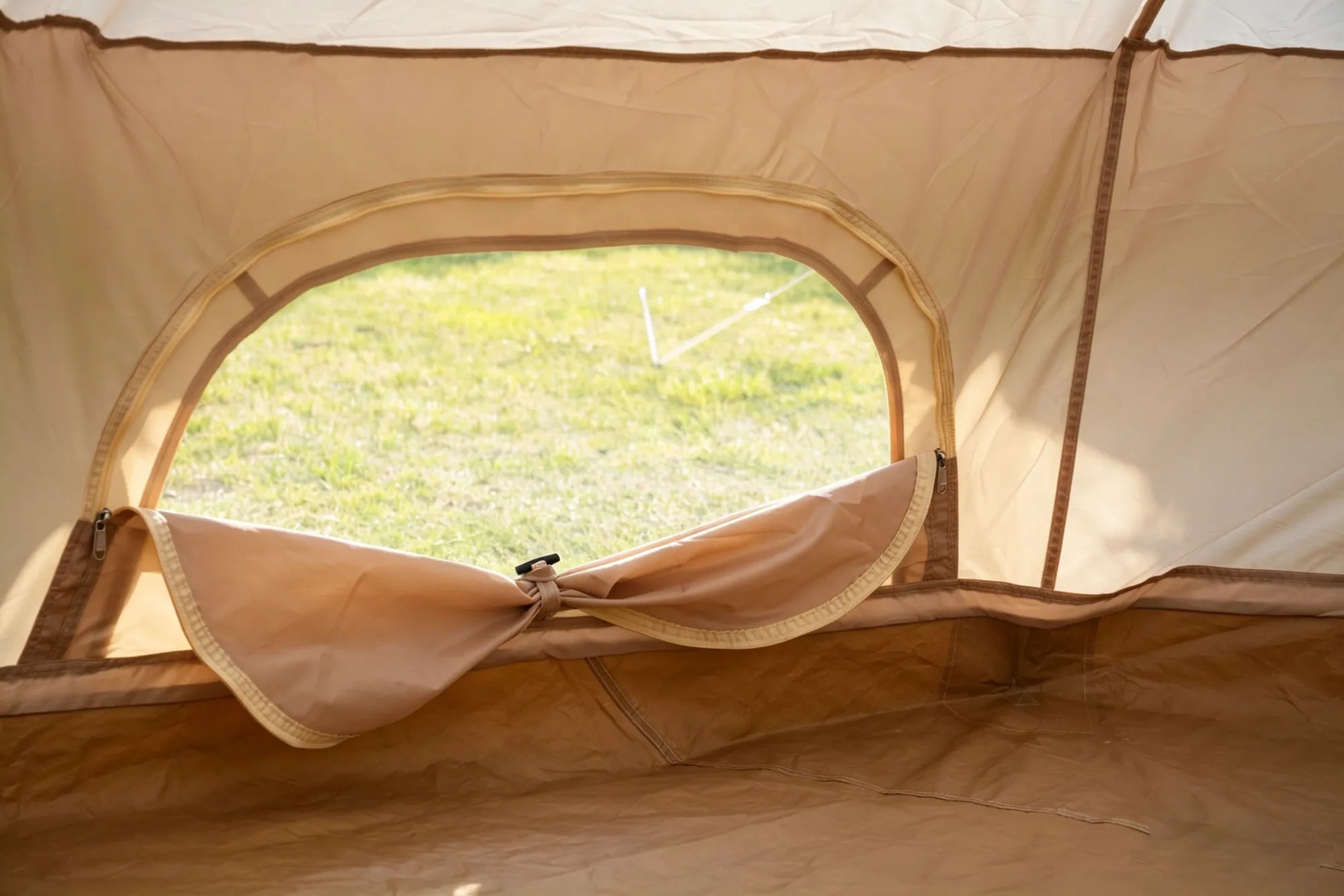 Oxford Bell Tent for Family Camping - Spacious 9.8ft Yurt with Stove Jack, Large Glamping Tents for 3-4 People, 4 Season Oxford Hot Tent Shelter Beige – view 2