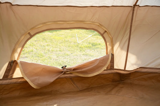 Oxford Bell Tent for Family Camping - Spacious 9.8ft Yurt with Stove Jack, Large Glamping Tents for 3-4 People, 4 Season Oxford Hot Tent Shelter Beige – view 2