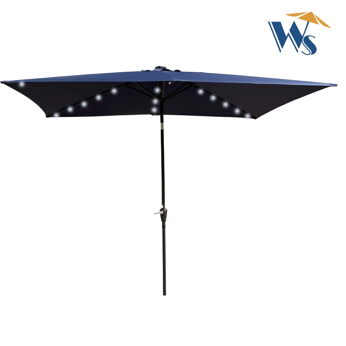 10 x 6.5t Rectangular Patio Solar LED Lighted Outdoor Umbrellas with Crank and Push Button Tilt for Garden Backyard Pool Swimming Pool – view 2