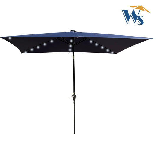 10 x 6.5t Rectangular Patio Solar LED Lighted Outdoor Umbrellas with Crank and Push Button Tilt for Garden Backyard Pool Swimming Pool – view 2