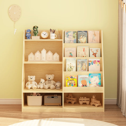 Kids Bookshelf and Toy Storage Organizer, Multifunctional 4 Tier Wooden Kids Book Shelf with Bookcase Display Stand in Kids Room Playroom Nursery for – view 2
