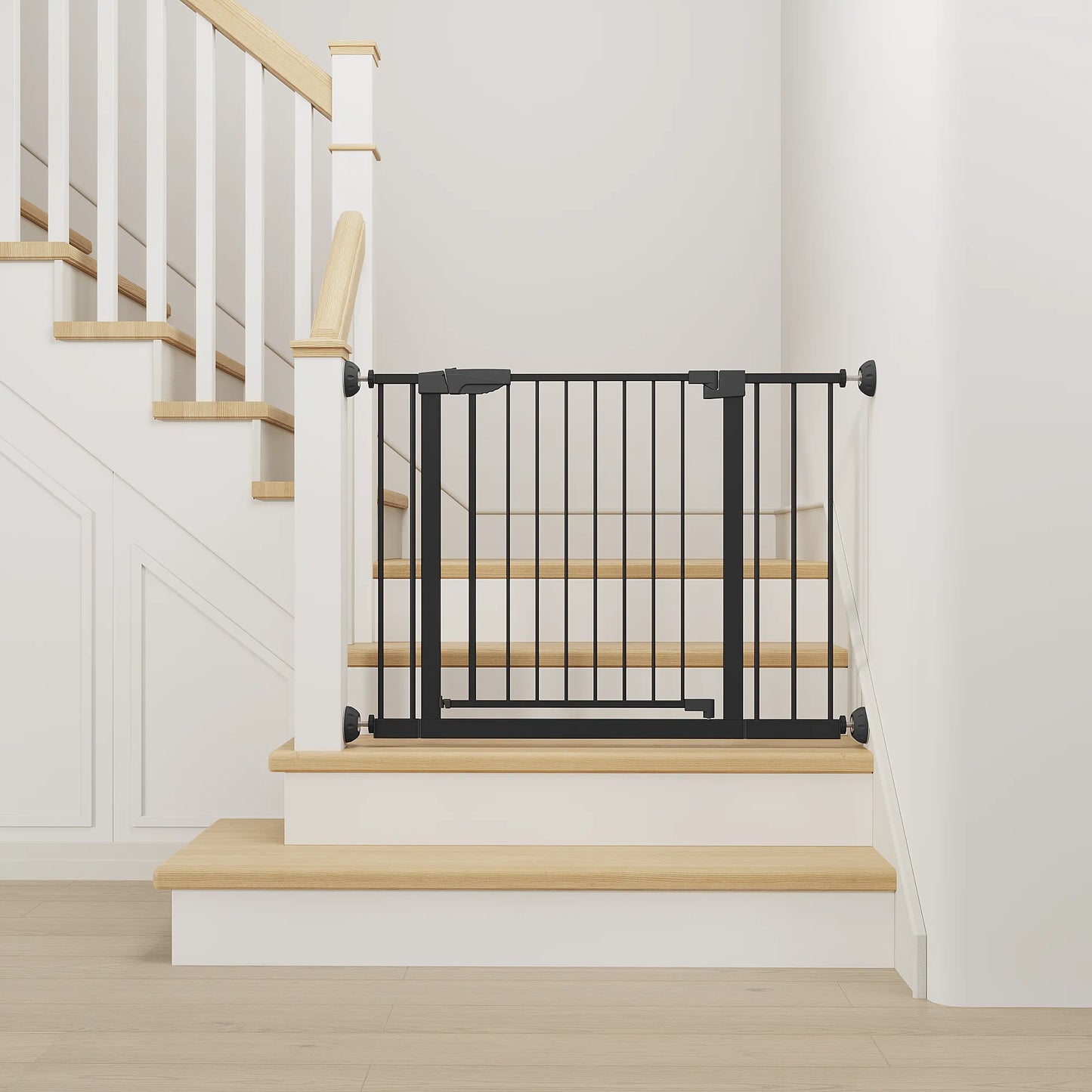 29.5-45.3' Wide Baby Gate with wall protector for Stairs, Dog Gate Indoor for Doorways, No Drilling Pressure Mounted Pet Gates for Kids, Easy Walk – view 2