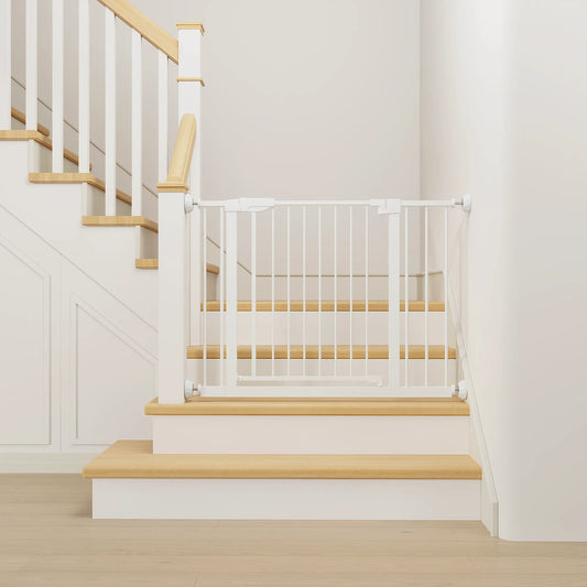 29.5-45.3' Wide Baby Gate with wall protector for Stairs, Dog Gate Indoor for Doorways, No Drilling Pressure Mounted Pet Gates for Kids, Easy Walk – view 2