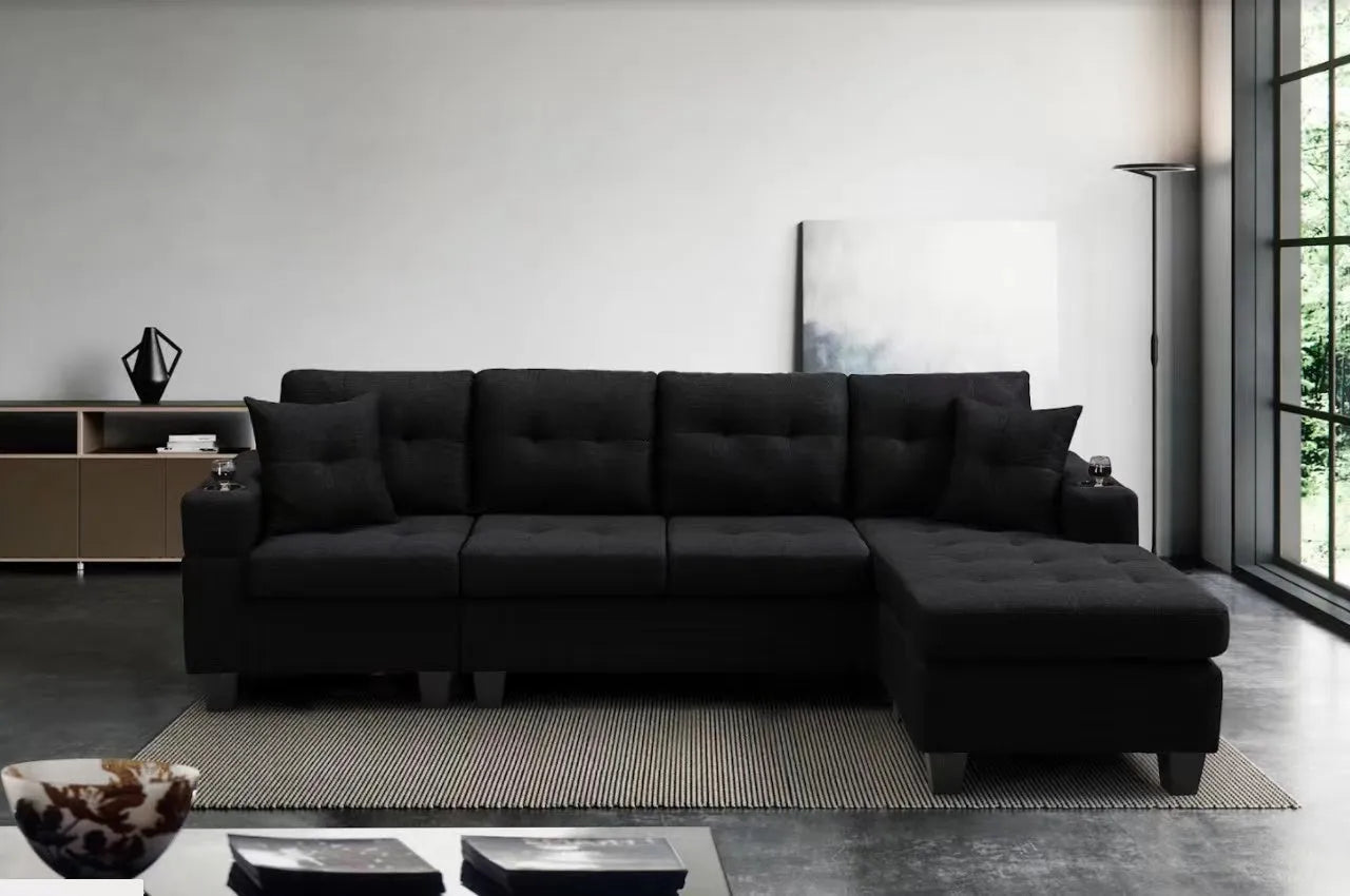 MEGA right sectional sofa with footrest, convertible corner sofa with armrest storage, living room and apartment sectional sofa, right chaise longue – view 2