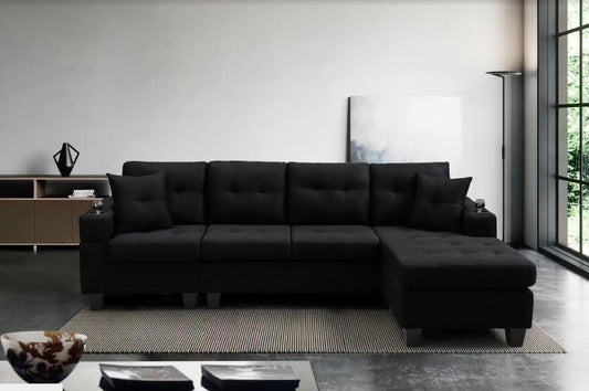 MEGA right sectional sofa with footrest, convertible corner sofa with armrest storage, living room and apartment sectional sofa, right chaise longue – view 2