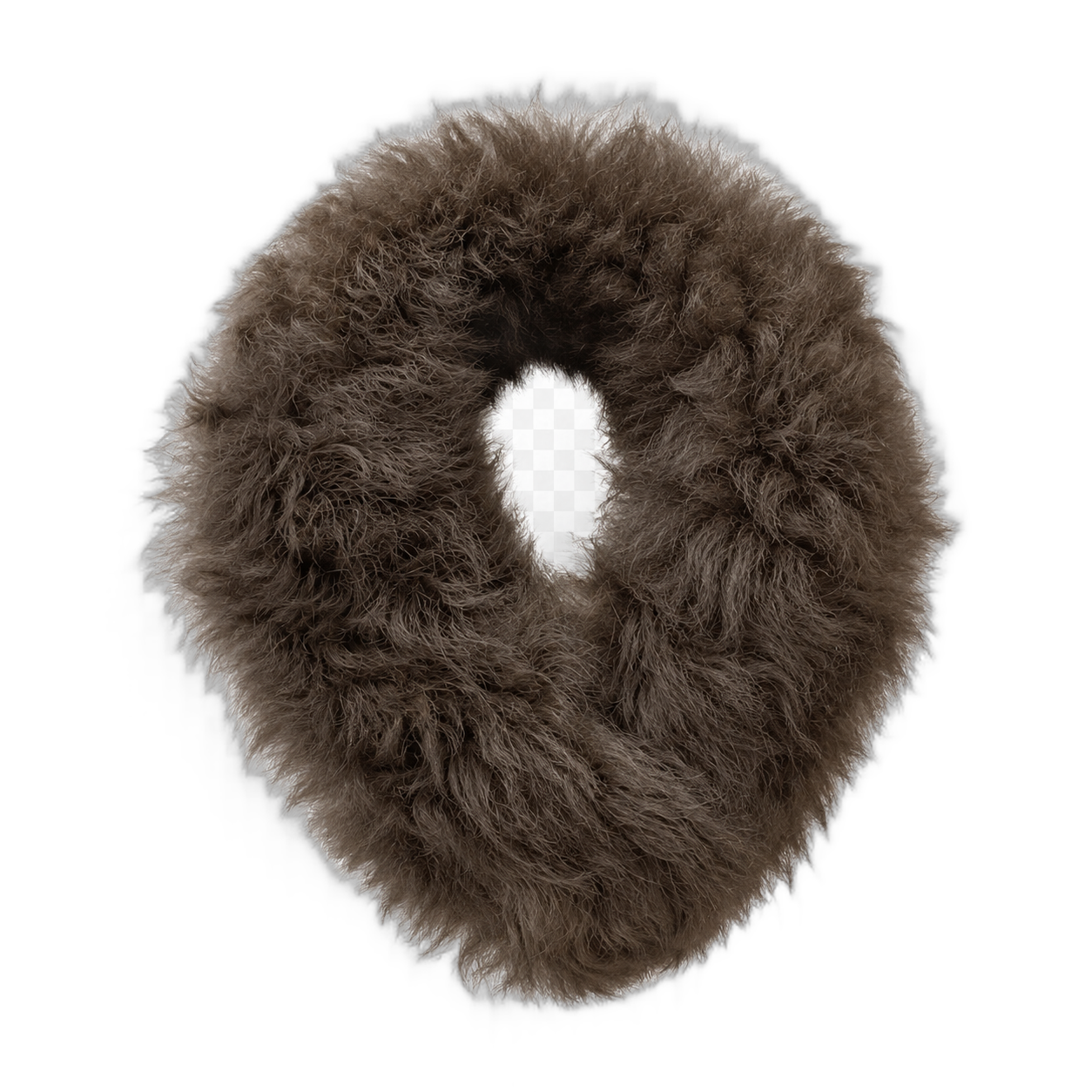 Warm Brown genuine lamb fur reversible magnetic scarf on a transparent background