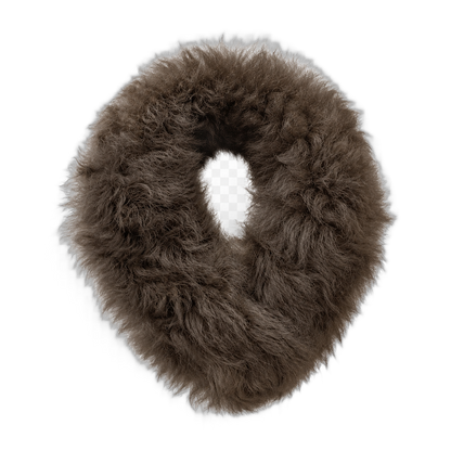 Warm Brown genuine lamb fur reversible magnetic scarf on a transparent background