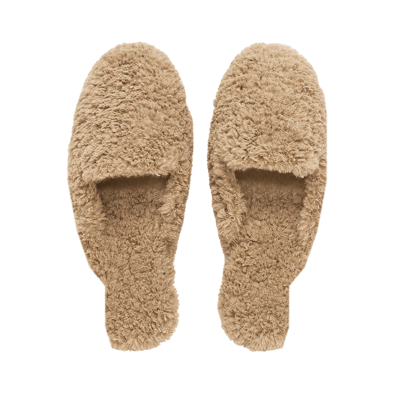 Warm Taupe genuine wool and leather closed-toe house slippers on transparent background