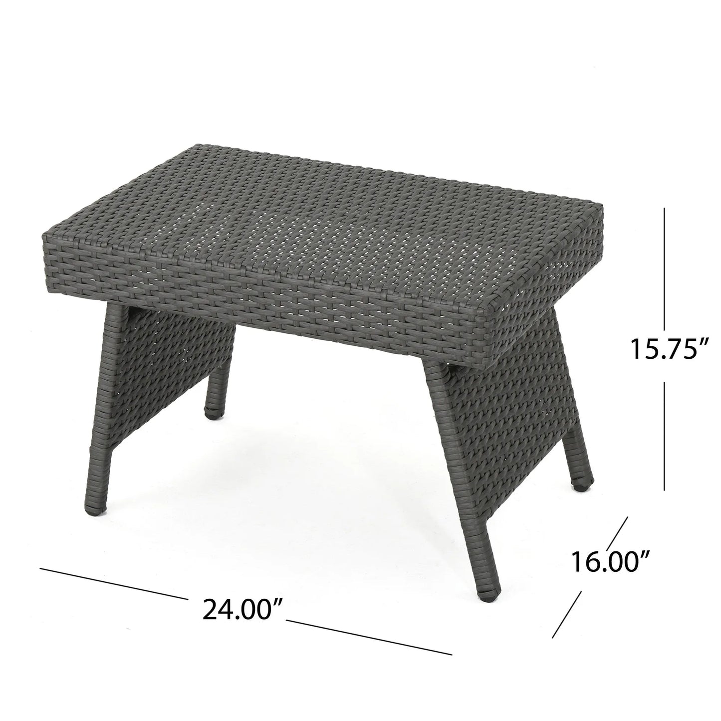 Outdoor Wicker Table with Rectangular Tabletop, Grey – view 3