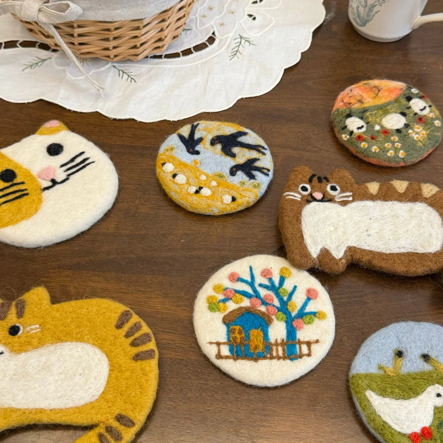 Handmade Animal Landscape Wool Felt Coaster Collection