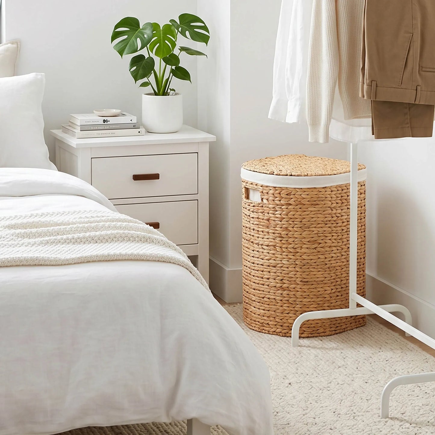Ludmila Water Hyacinth Woven Half Oval Laundry Hamper - 16.9' x 13.8' x 20.5' - Natural Brown – view 3