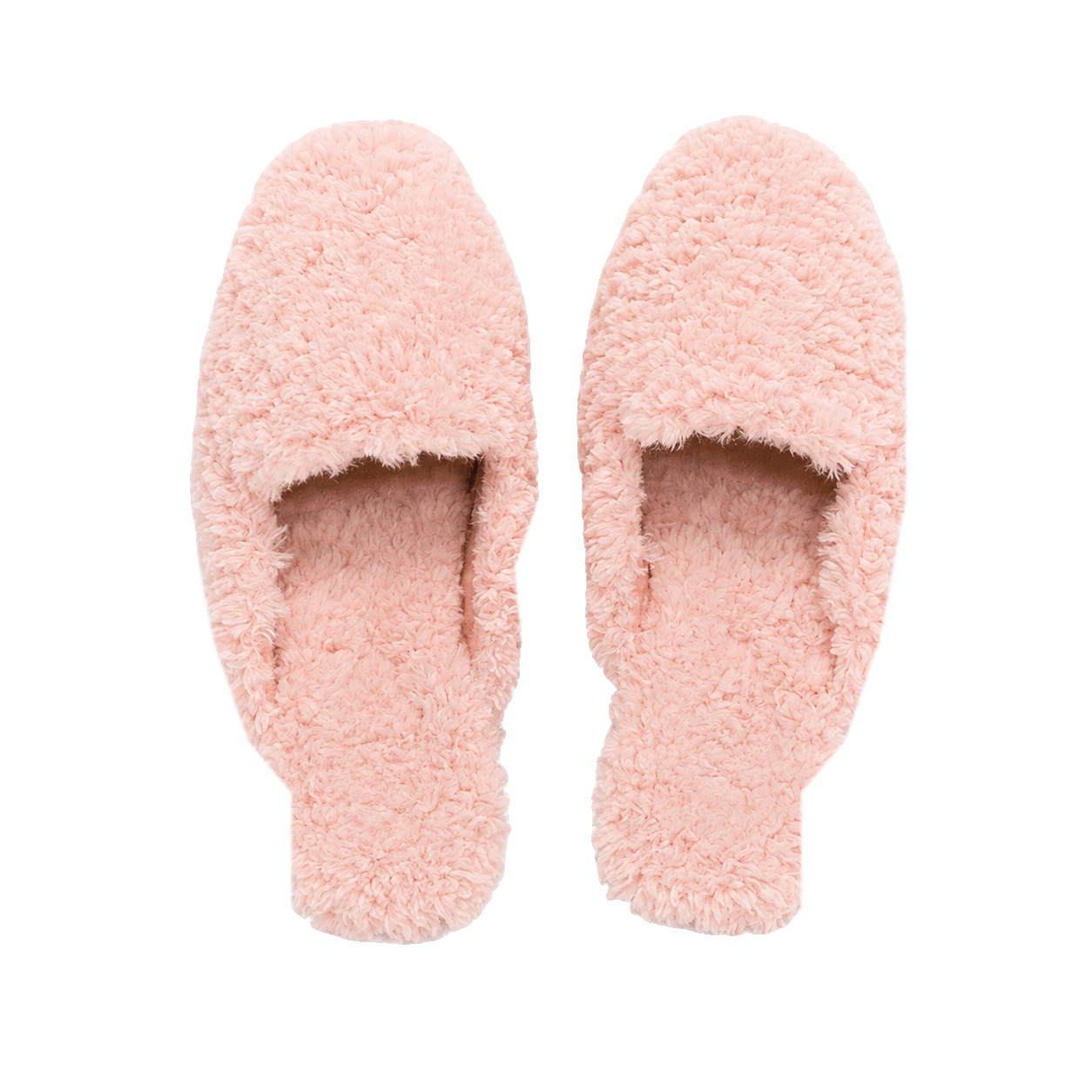 Blush Pink genuine wool and leather closed-toe house slippers on transparent background