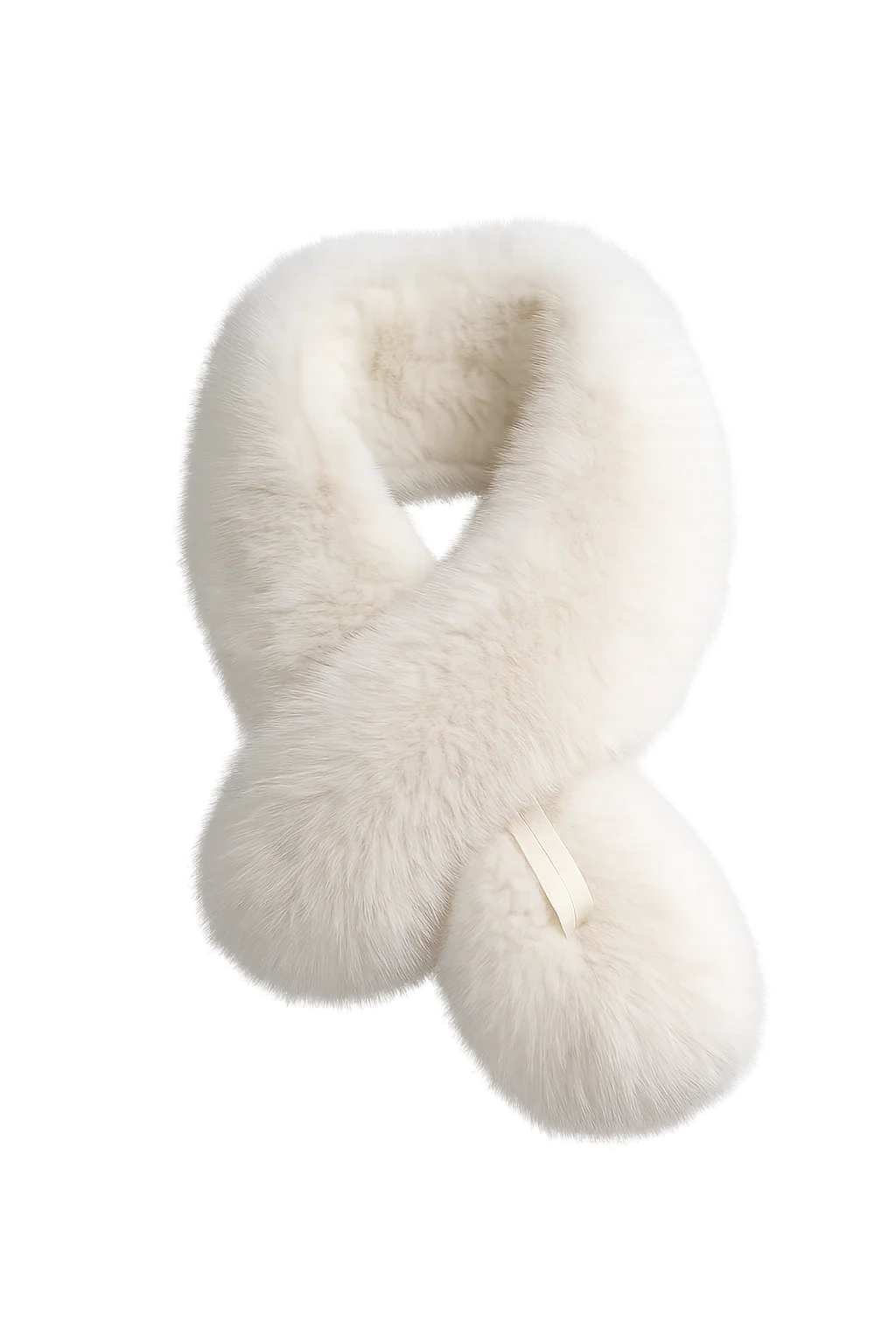 Cream Ivory fox fur pull-through scarf product view