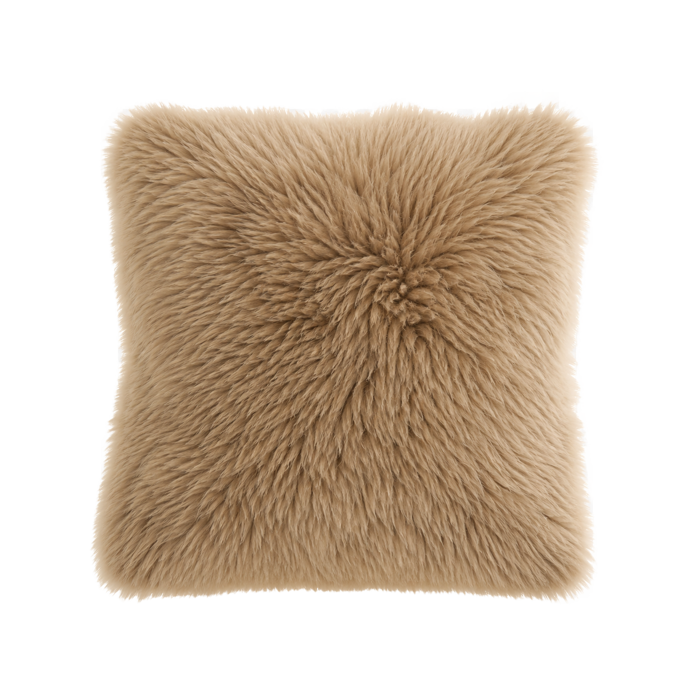 Cream Beige genuine Australian wool pillow on transparent background