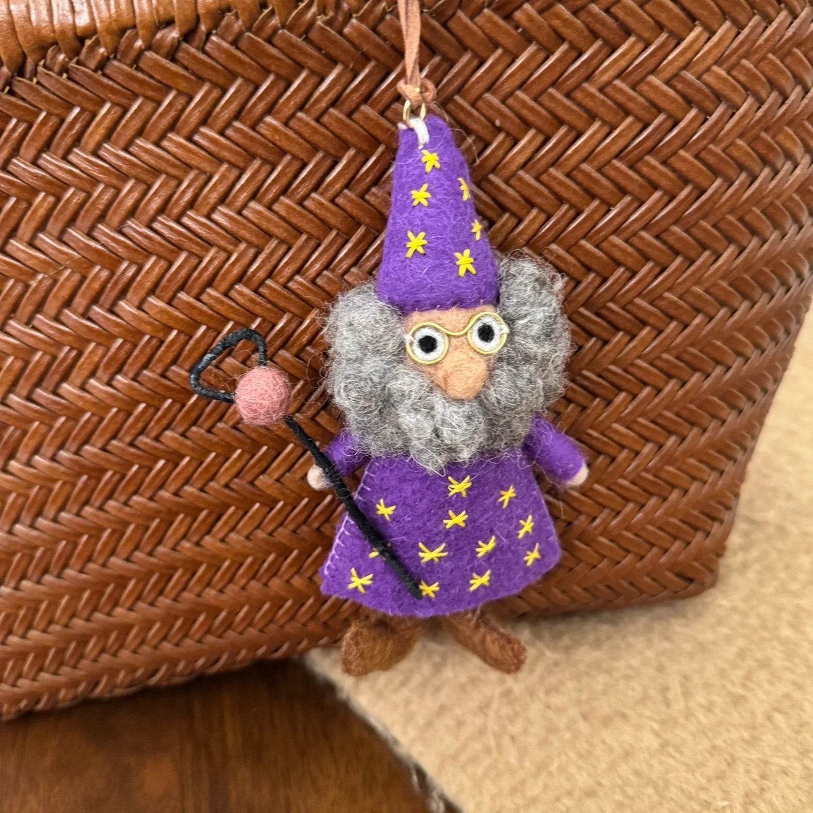 handmade felt character detail handmade wool felt bag charm