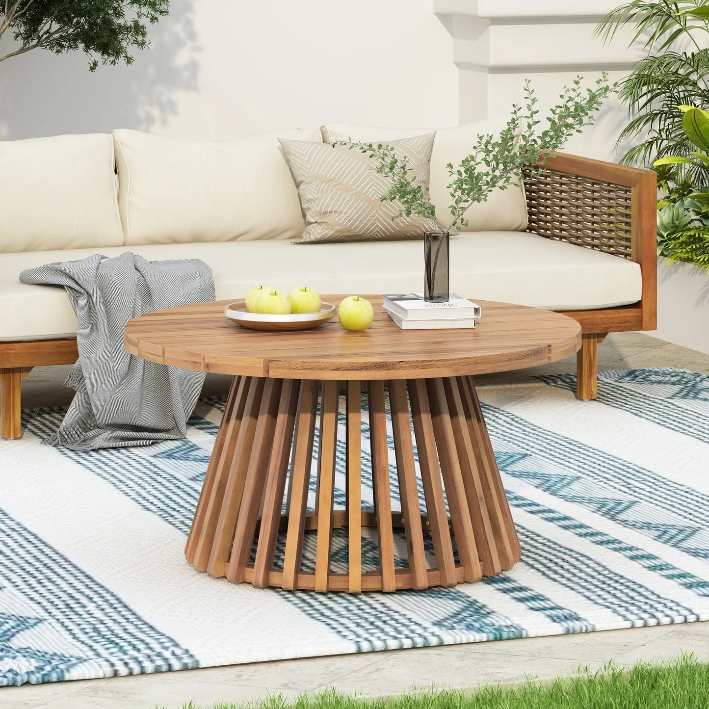 Acacia Wood Patio Coffee Table – view 3