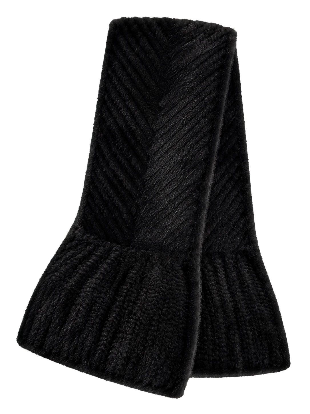 Natural Black genuine mink fur knitted long winter scarf