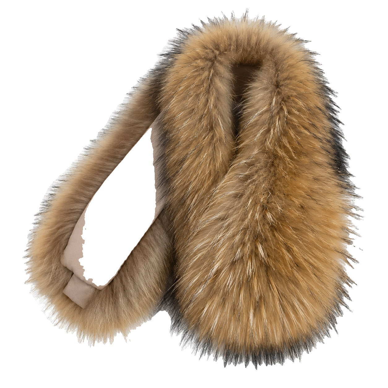 Natural Golden Tan genuine fox fur cape scarf shown open on a transparent background