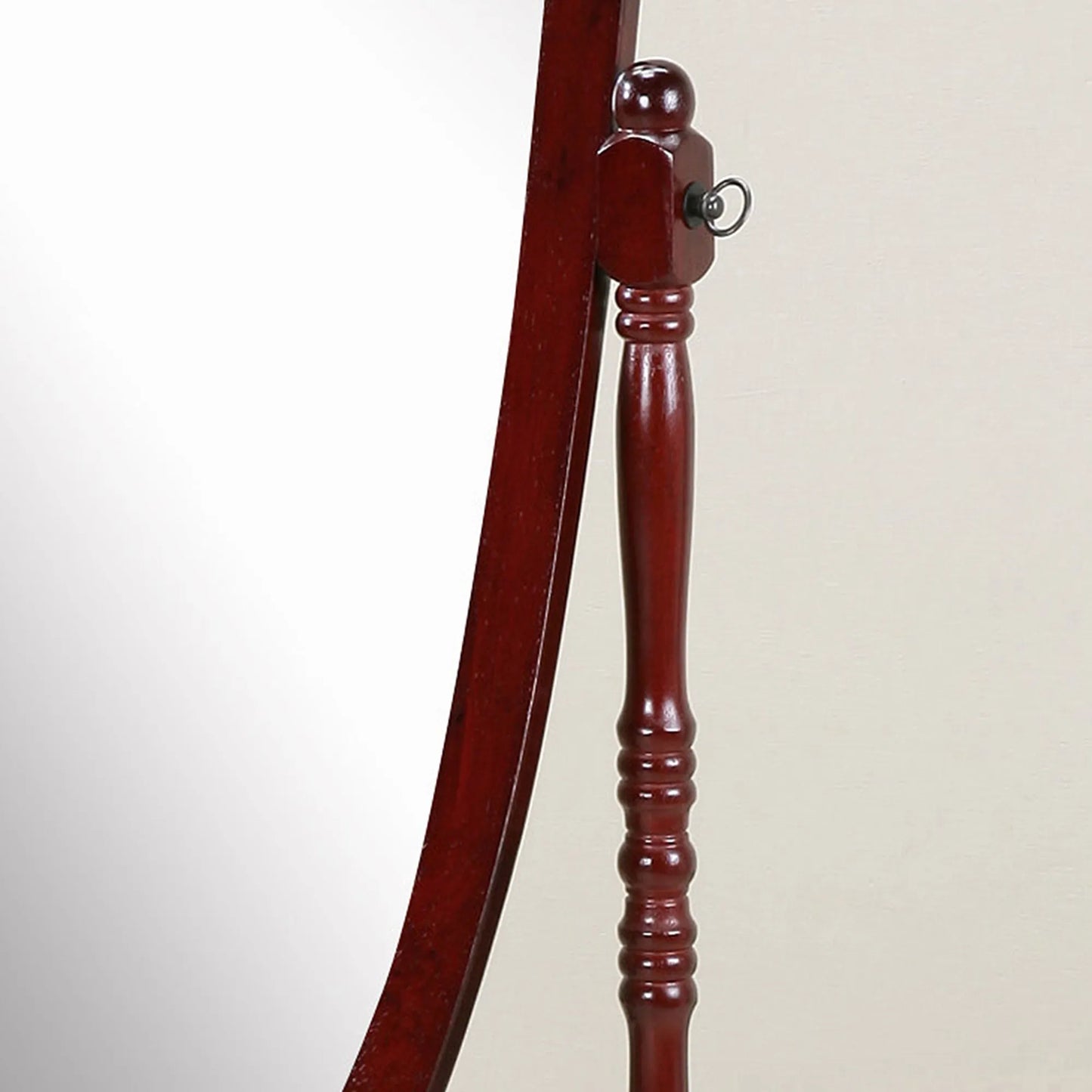Traditional Queen Anna Style Wood Floor Cheval Mirror, Cherry Finish – view 3
