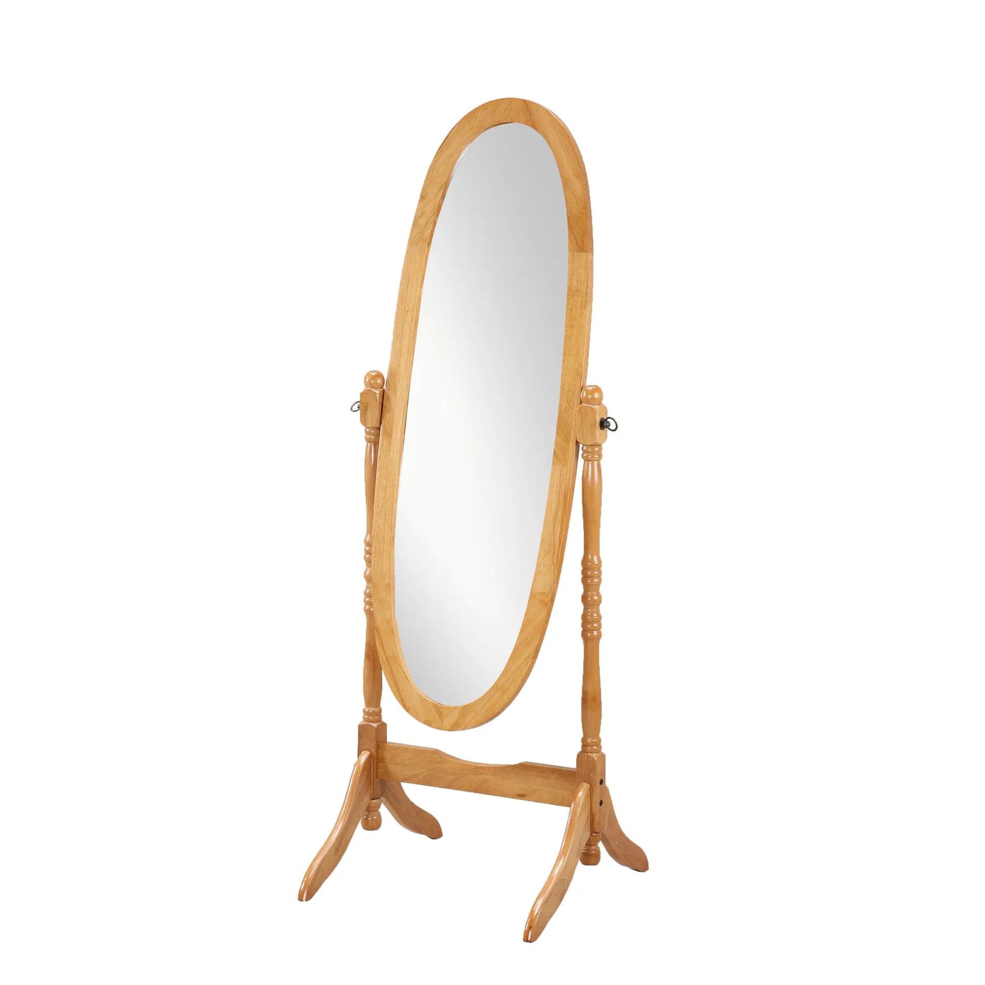 Traditional Queen Anna Style Wood Floor Cheval Mirror, Oak Finish – view 3