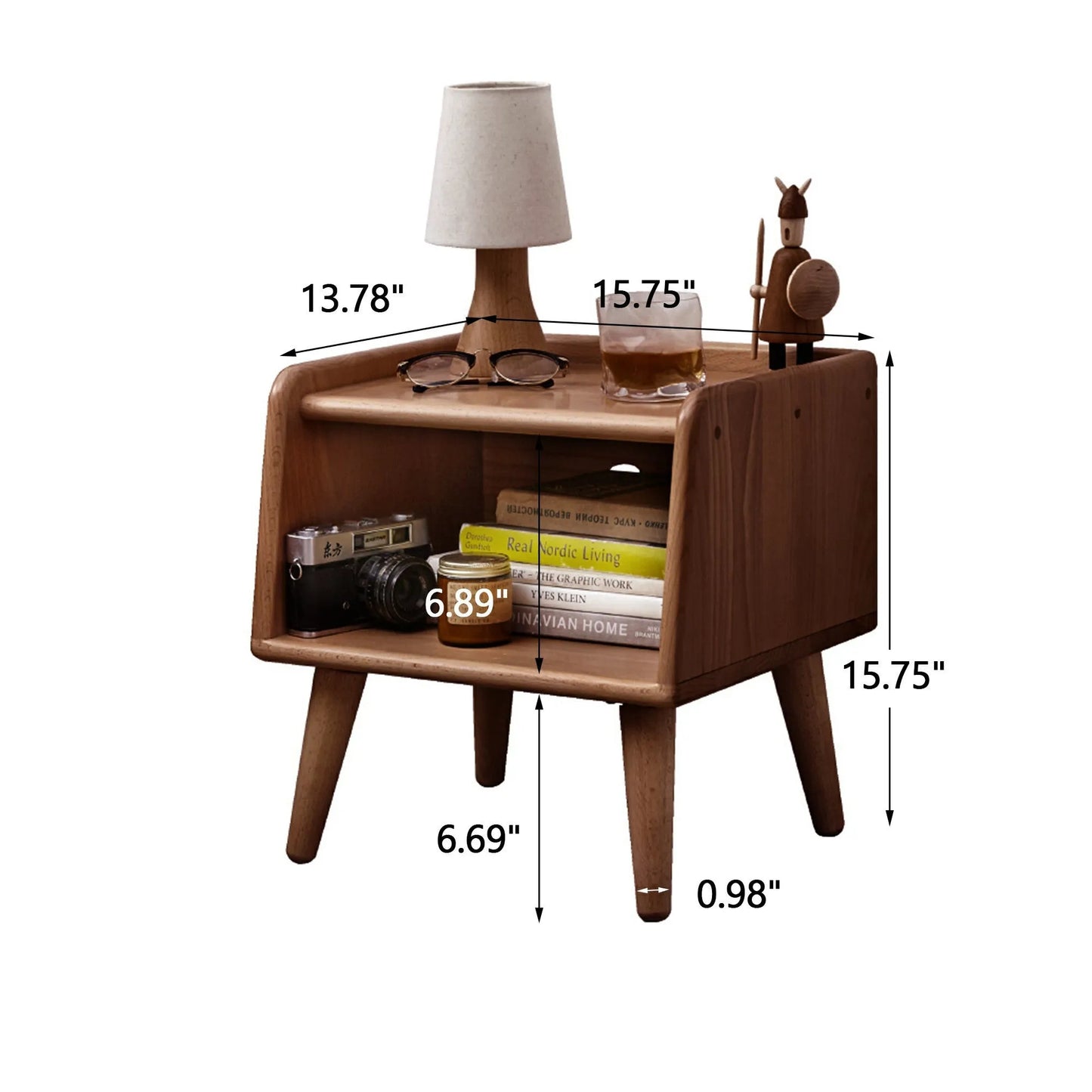 Pure Solid Wood Bedside Cabinet Modern Simple Nightstands European Beech Solid Beech Storage Cabinet Natural – view 3